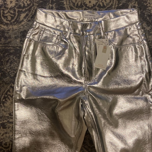 GOOD AMERICAN GOOD ICON METALLIC FAUX LEATHER SIZE 8/29 - Picture 3 of 8